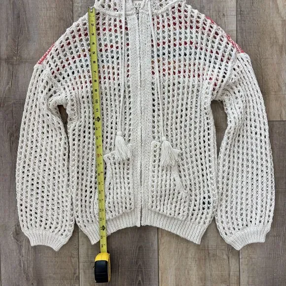 Pol Womens Crochet Open Knit Sweater Size M Rainbow Beachy Boho Travel Vacation - Picture 12 of 13